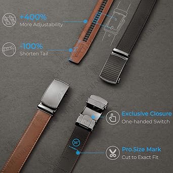 CHAOREN Men's Leather Ratchet Belt - Customizable Fit (35mm)