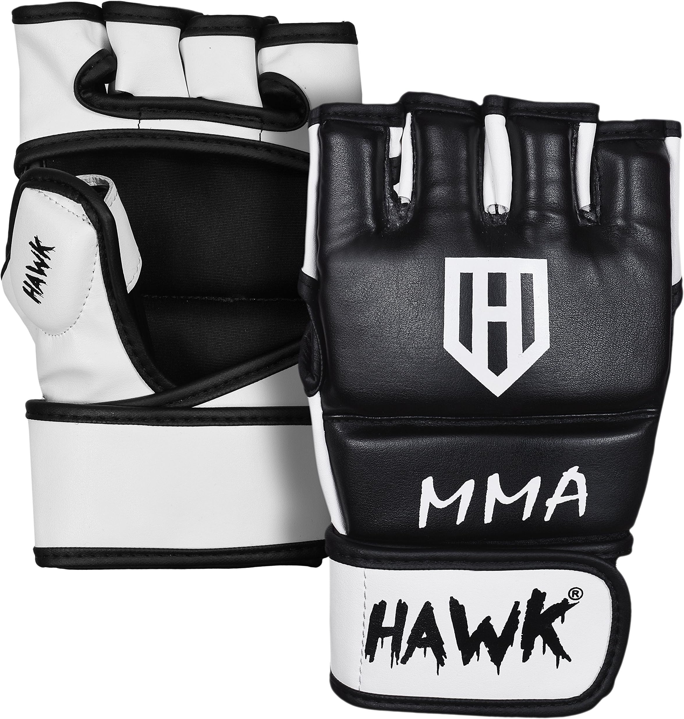 HAWK MMA Gloves Grappling Gloves Martial Arts Sparring Gloves Punching Bag Cage Fight Gloves Mitts UFC Combat Training Gloves ((4oz) Fight/Grappling, S/M)