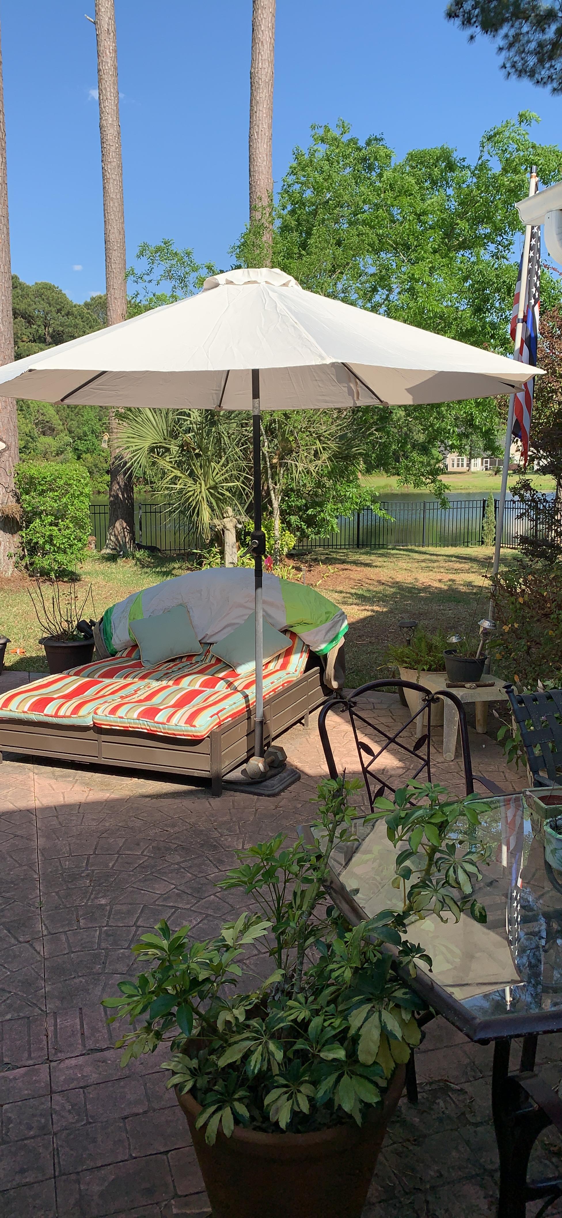 cantilever patio umbrella with wheeled base Treasure Garden 13-ft Outdoor Patio Umbrella with Lux Lighting, Octago