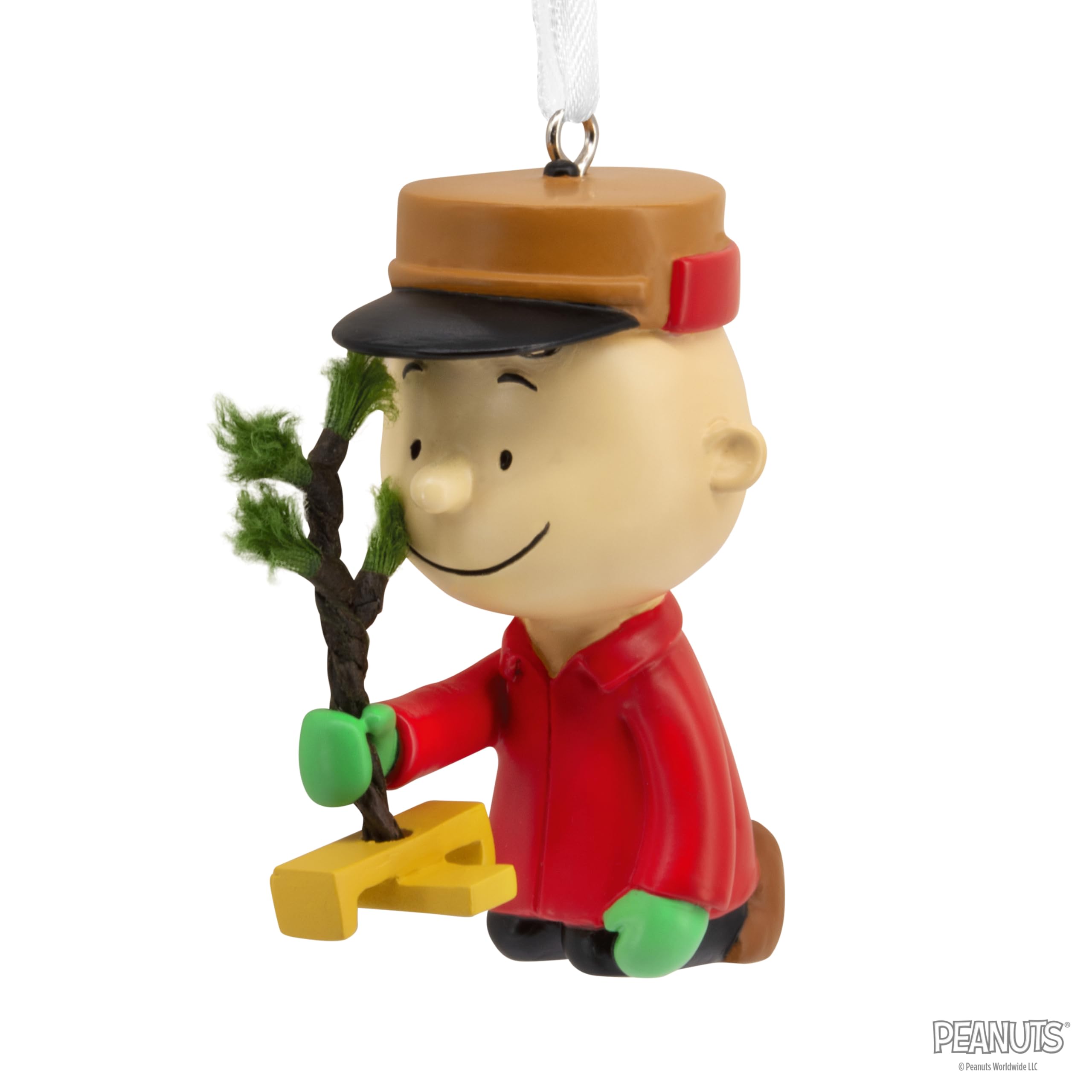 Hallmark Christmas Ornament, Peanuts Charlie Brown Kneeling with Tree Ornament, Gifts for Peanuts Fans