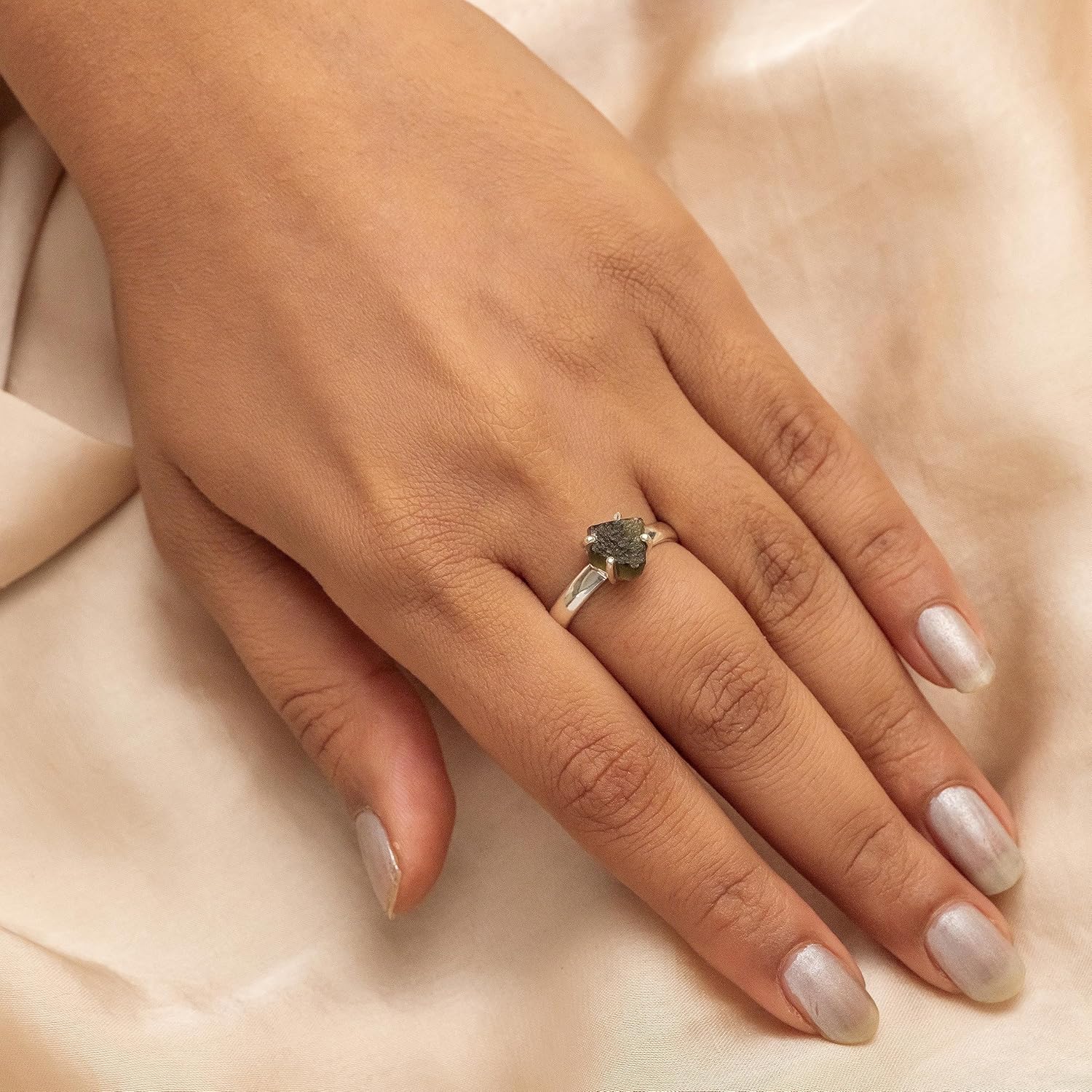 Natural Moldavite Rough Ring 925 Sterling Silver Handmade Jewelry Gemstone From Czech Republic - Image 3