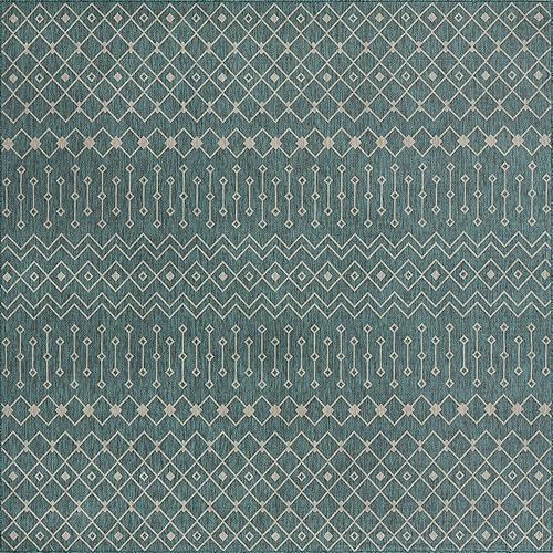 Vista 185 de Unique Loom Alfombra Colección enrejado Marroquí Celosía Transicional Interior y Exterior, Polipropileno Gris carbón/natural