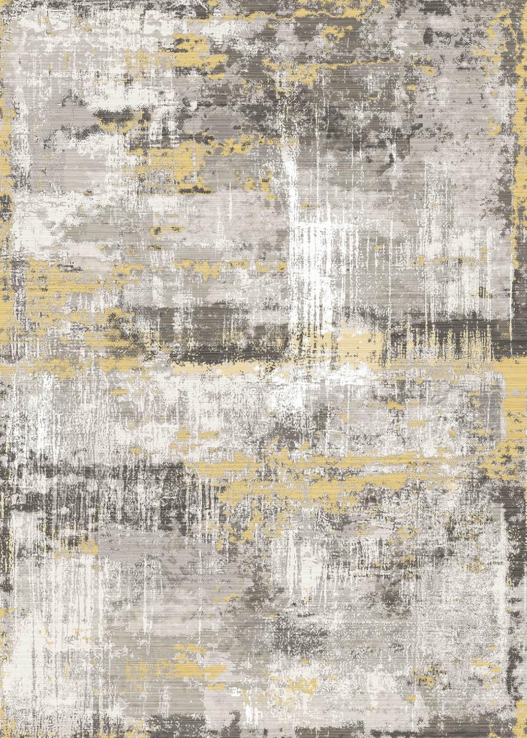 vivorug Washable Rug, Ultra Soft Area Rug 3x5, Non Slip Abstract Rug Foldable, Stain Resistant Rugs for Living Room Bedroom, Modern Fuzzy Rug (Yellow, 3'x5')