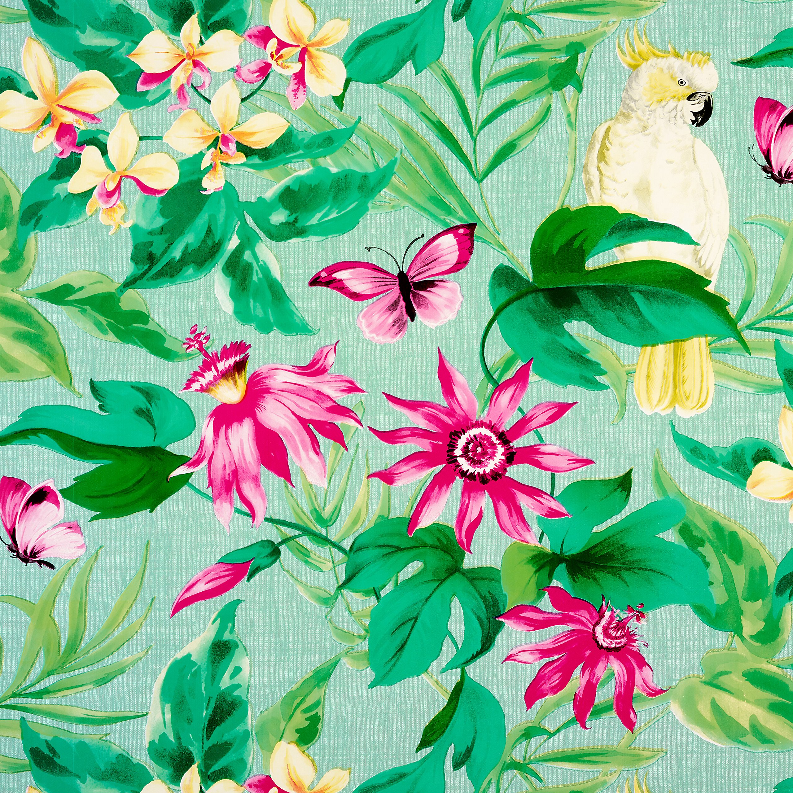 Jolee Tablecloths Green And Pink Tropical Birds And Butterflies Wipe Clean Tablecloth Oilcloth Pvc Vinyl 140Cm X 100Cm Rectangle (55" X 39")
