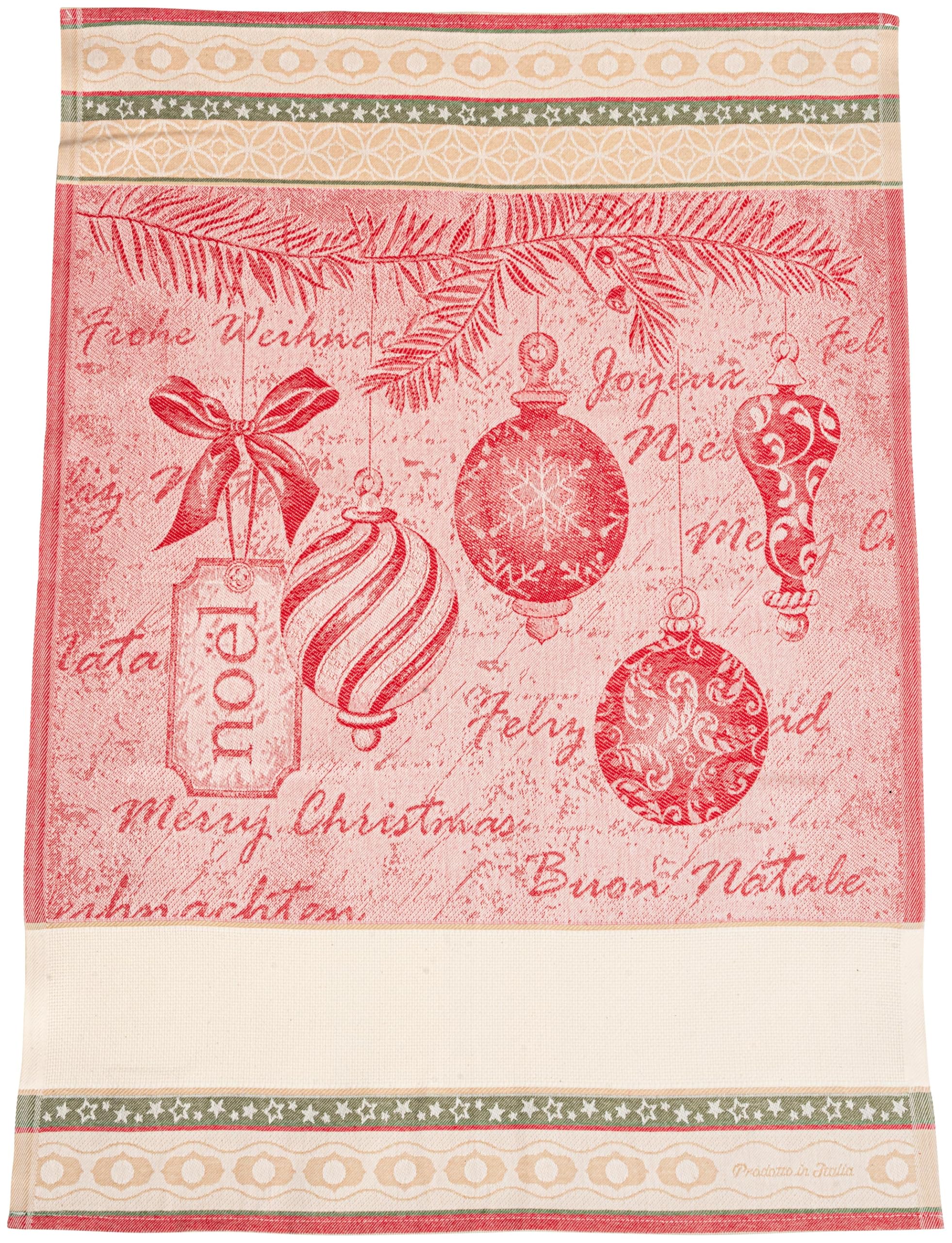 Torchon De Cuisine Noël Coton 81x57cm - Insert Toile Aïda à Broder - Motif Paysage Enneigé Taupe