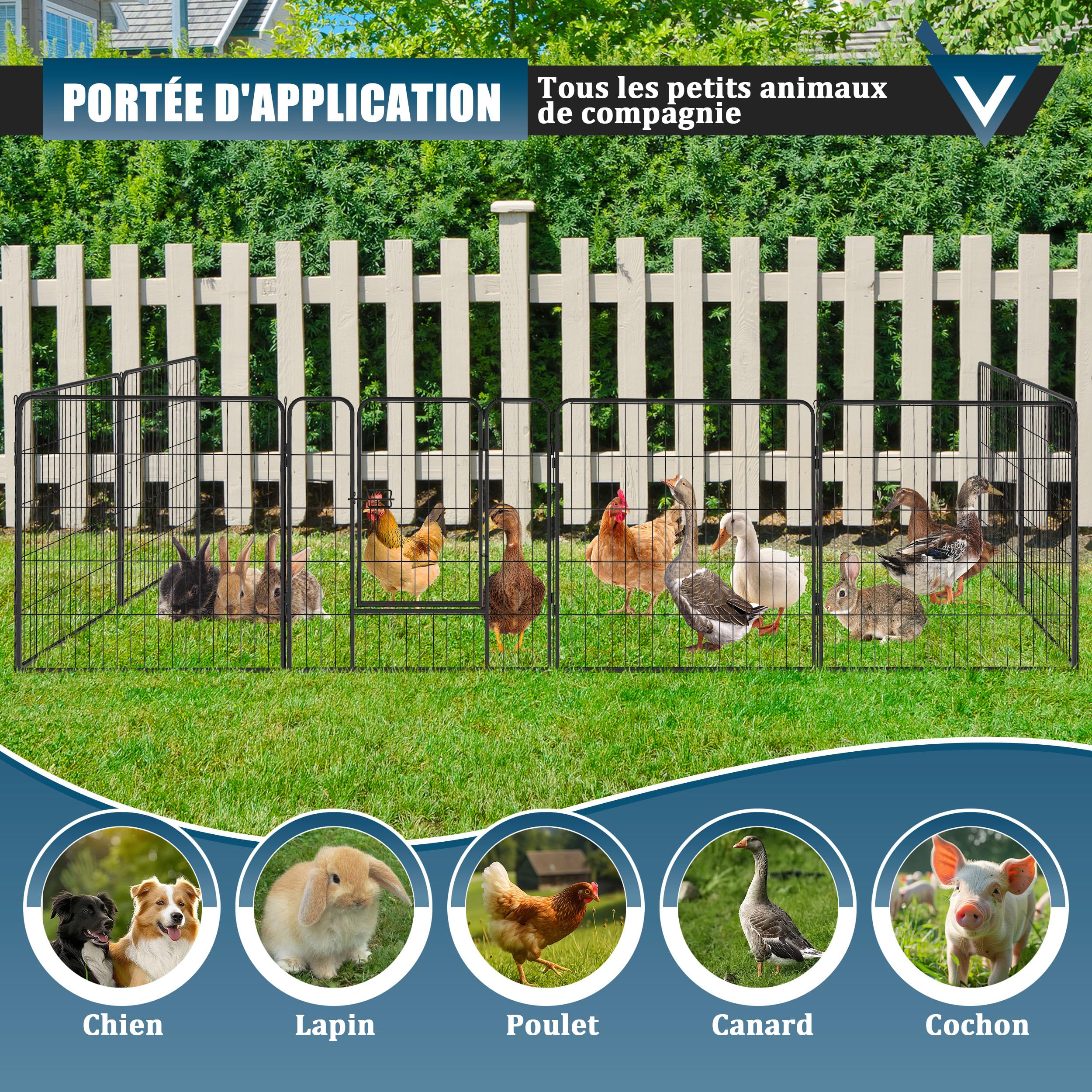 Valla para Perro 12 Piezas 60x80 Cm Parque Perros Exterior/Interior Corralito Perro Plegable Valla para Cachorros Vallas para Jardin Metalicas Negro