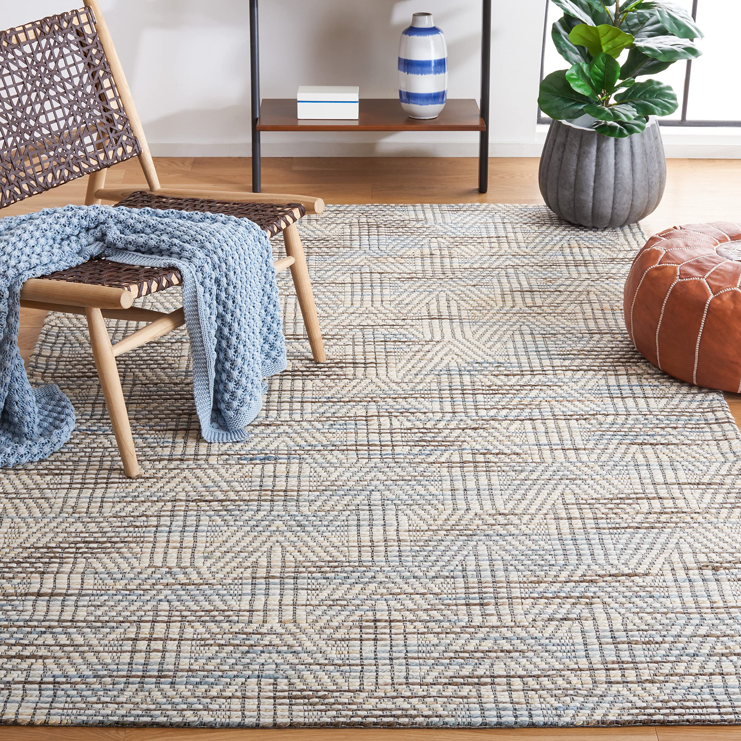 SAFAVIEH Marbella Blue Ivory 2 Ft. X 8 Ft. Trellis Plaid Runner Rug Mrb328m 28