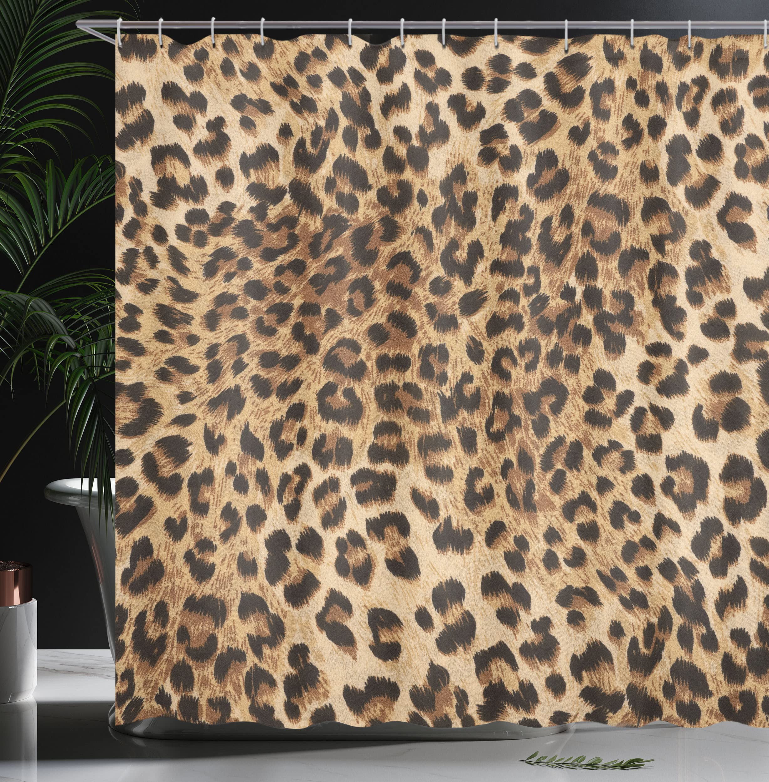 ABAKUHAUS Leopard Print Shower Curtain, Skin Pattern of a Wild Safari Animal Powerful Panthera Big Cat - Image 3