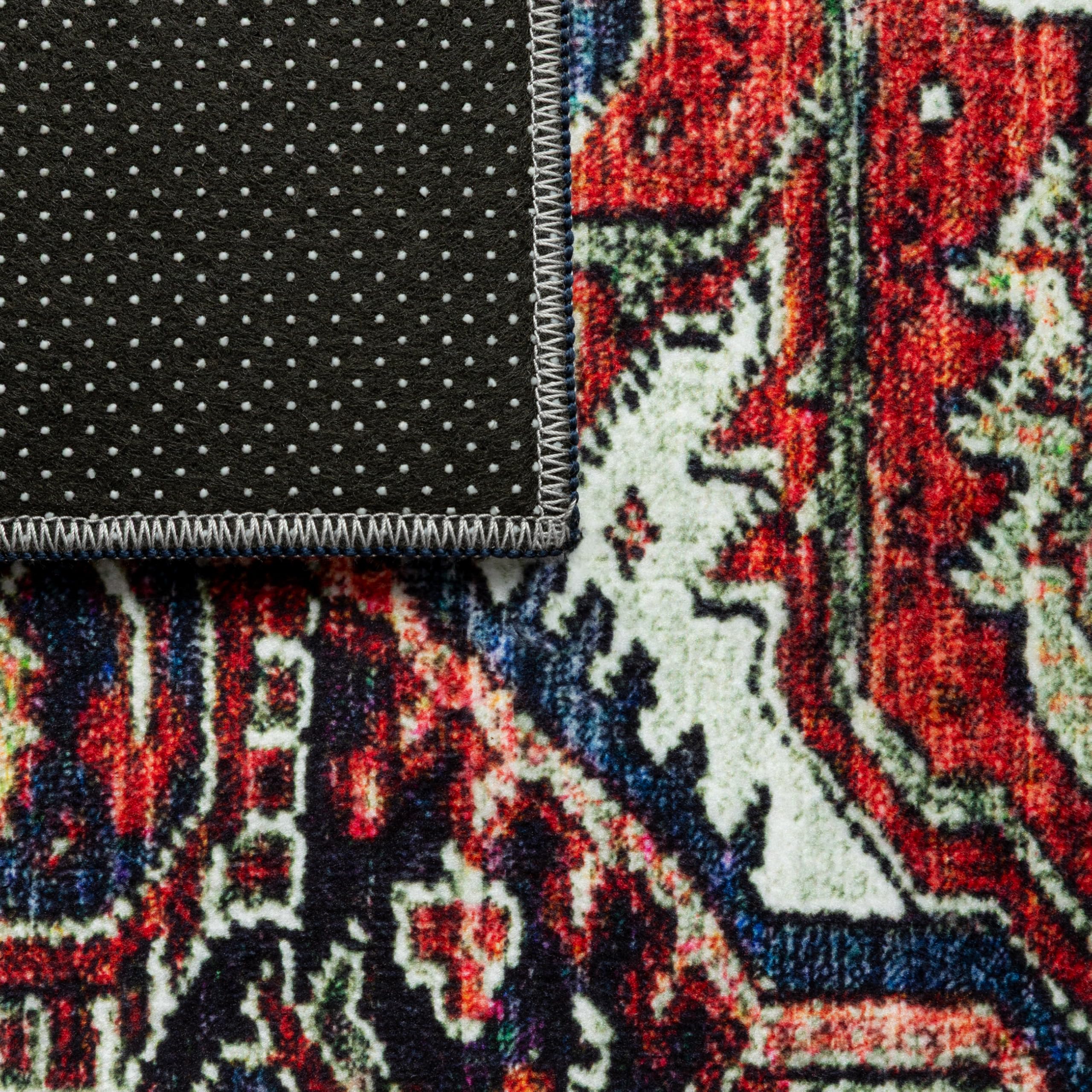 TAPISO Ispahan Teppich Klassisch Vintage Rostrot Gold 160 x 230 cm | bedruckter Teppich mit Antirutsch Wohnzimmer Schlafzimmer Oeko-Tex