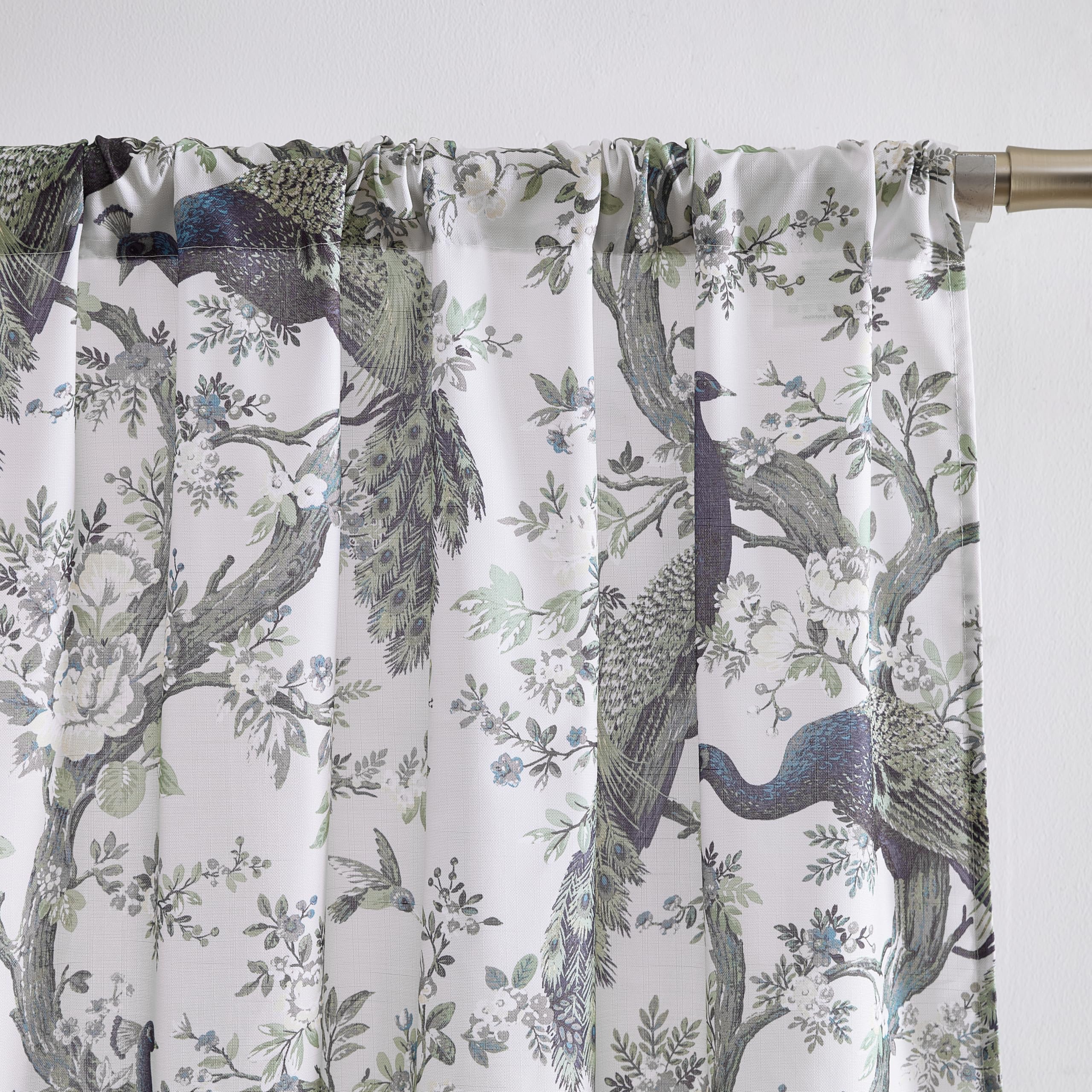 Laura Ashley Belvedere Window Curtains with Rod Pocket, 84-inch Length, 2 Panels Set, Canvas Light Filtering, Peacock - Image 2