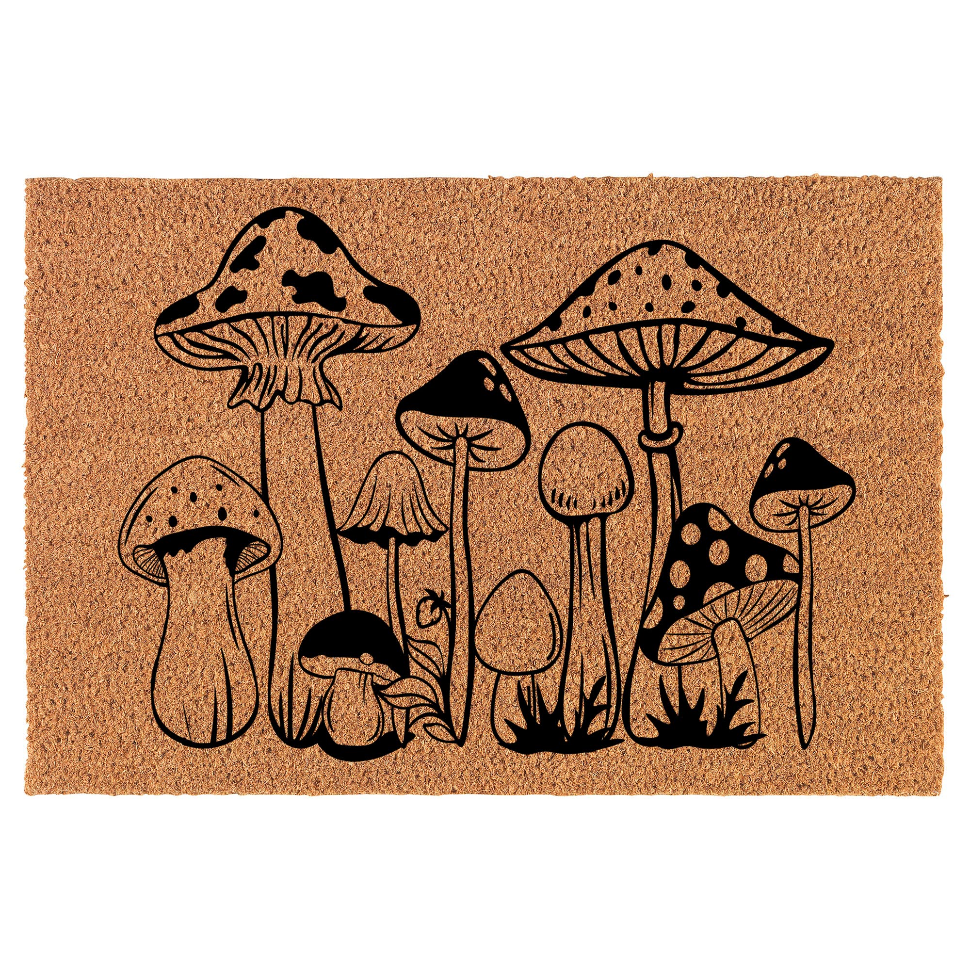 Welcome Doormat Coco Coir Door Mat Mushrooms (30" x 18")