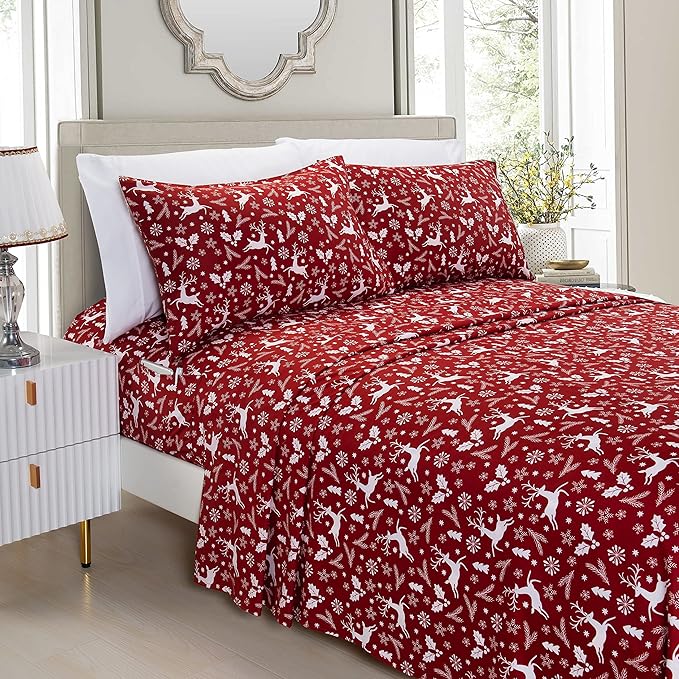 Elegant Comfort Luxury Soft Bed Sheets Holiday Pattern 1500