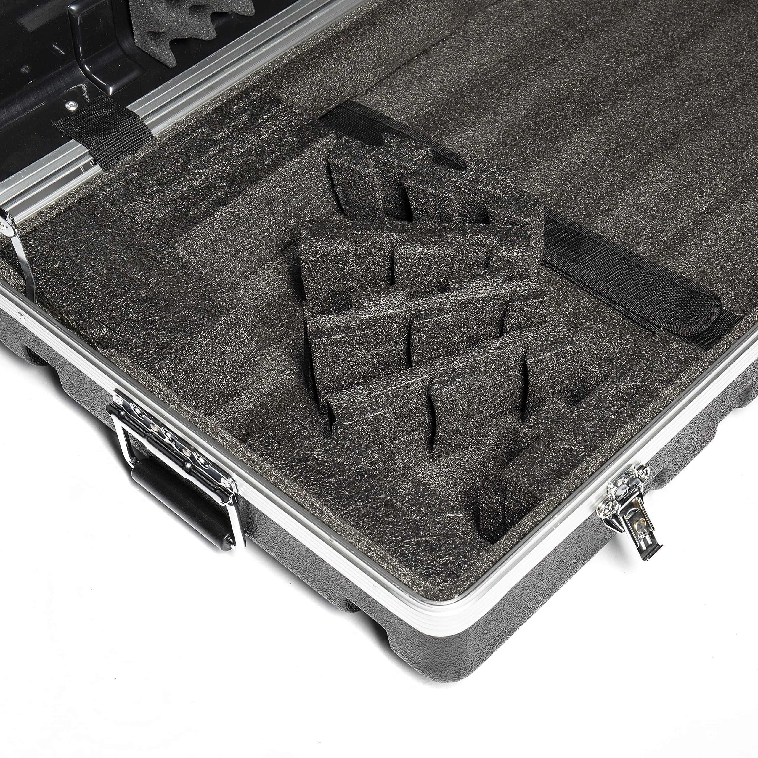 Music Store ABS Keyboard Case 61, Universal Keyboard Flightcase, Schwarz, 7.8 kg, mit Schnappverschluss, 3 Griffe, Rollen, Polsterung, 112x12x41 cm, geeignet für 61-Tasten Keyboards