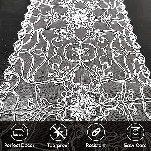 Miniatura 10 de Elegant Comfort Camino de mesa bordado Ingrid  Bufanda de tocador para el hogar comedor  Decoración de mesa de encaje como decoración de mesa de