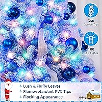 Vista 107 de Yaheetech 7.5ft Pre-lit Spruce Artificial Christmas Tree Snow Flocked Hinges Tree with 550 Multicolor LED Lights & 1284 Branch Tips & Metal Stand