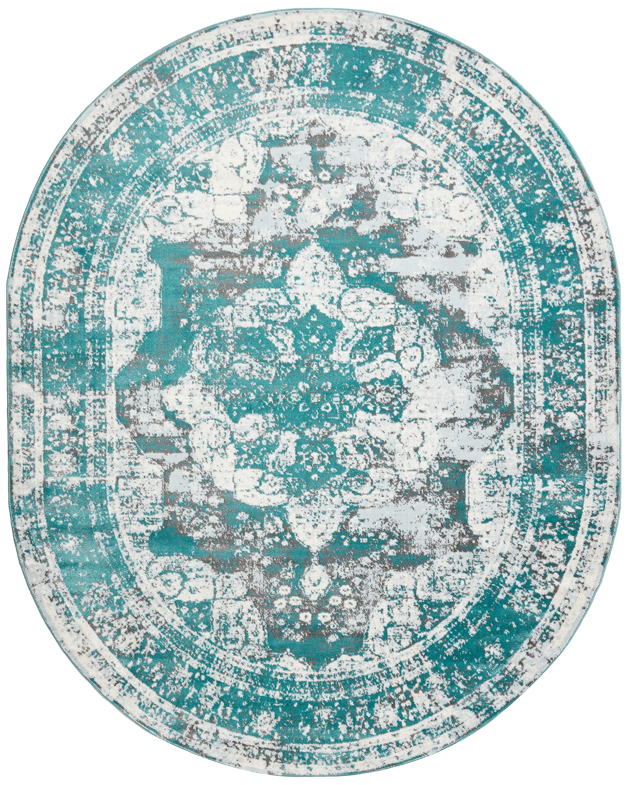 Unique Loom Sofia Collection Area Rug - Salle Garnier (7' 10" x 10' Oval, Turquoise/ Blue)