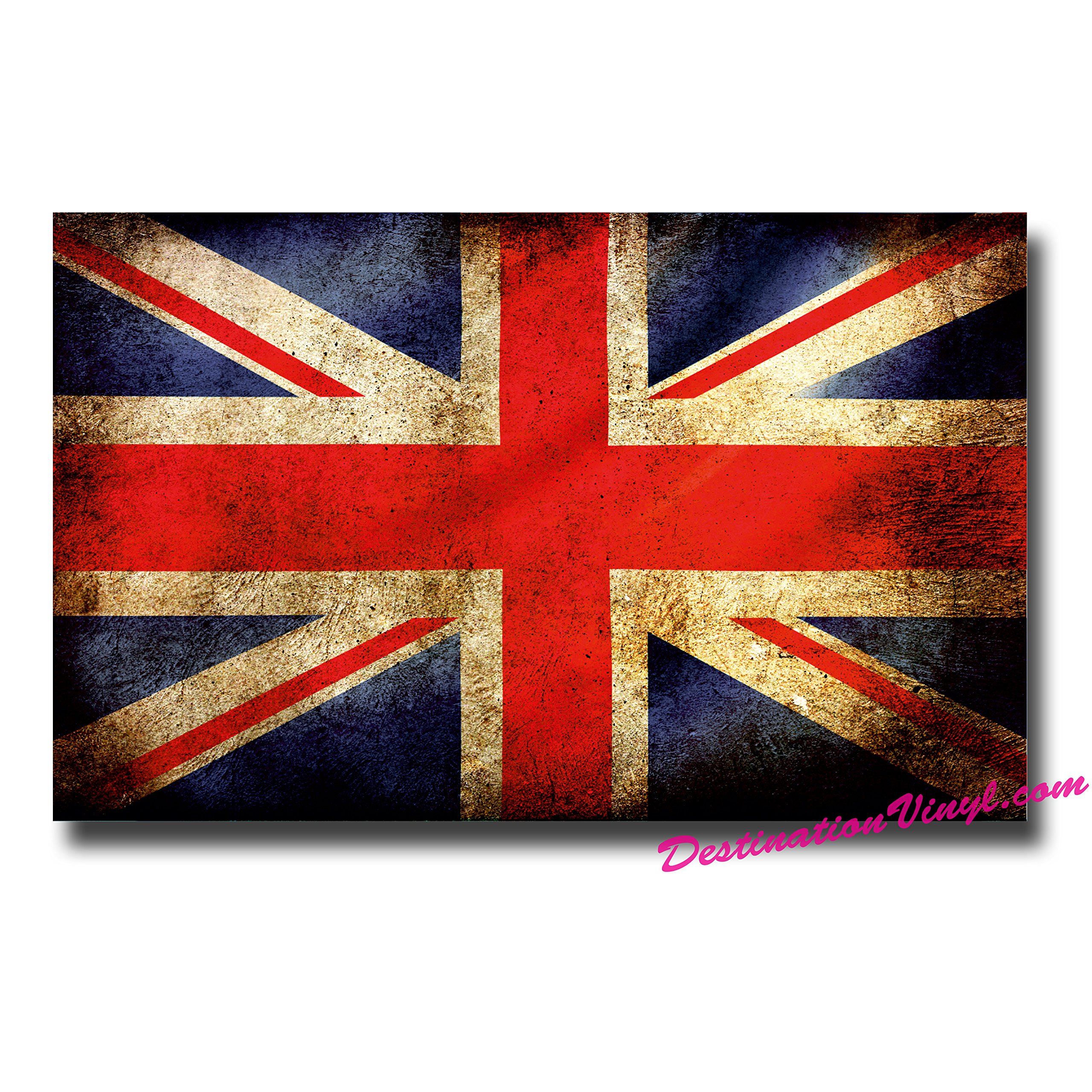 2 x Glossy Vinyl Stickers - Union Jack Flag Distressed England #0006 (As Shown.)