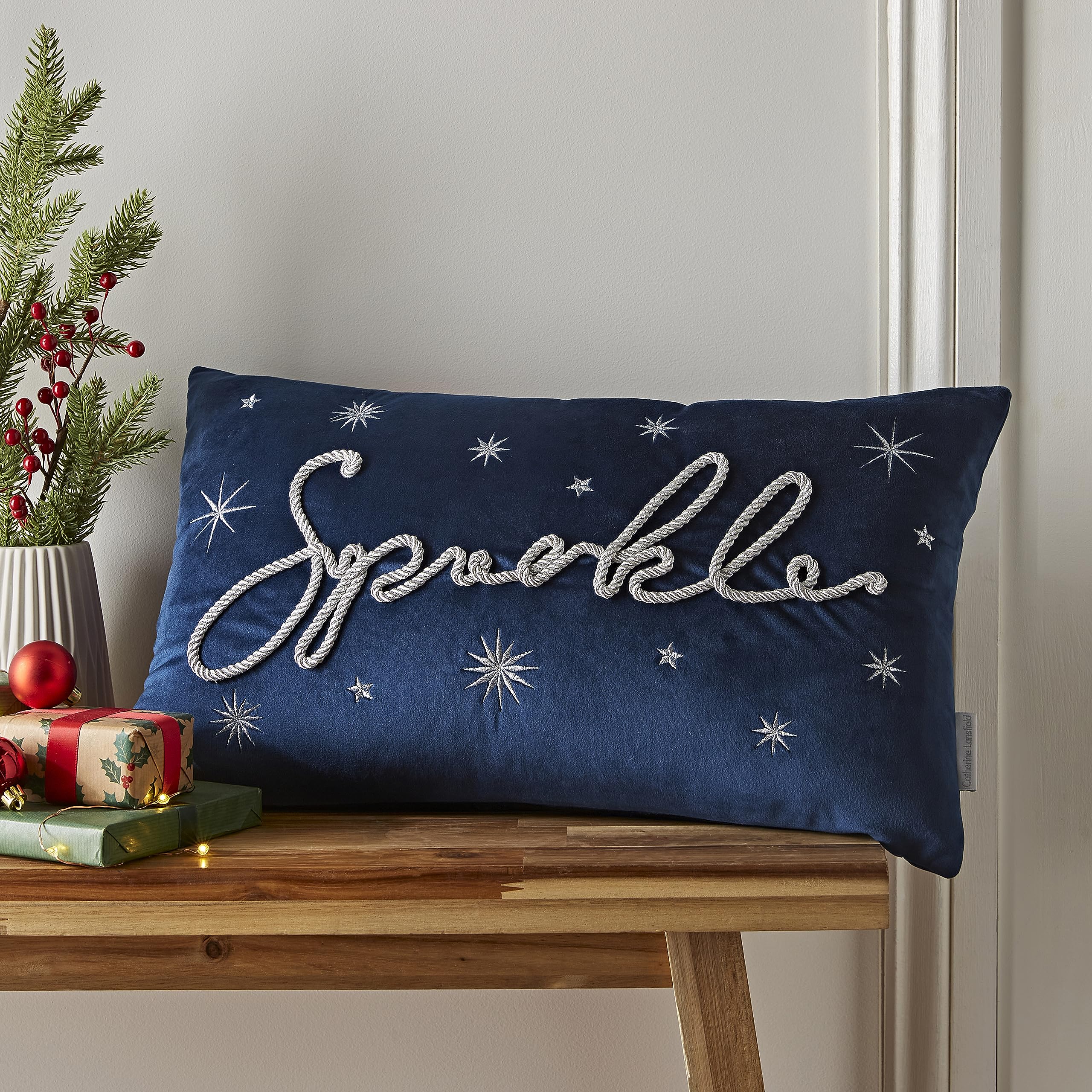 Catherine Lansfield Soft Touch Sparkle 30x50cm Cushion Cover Blue