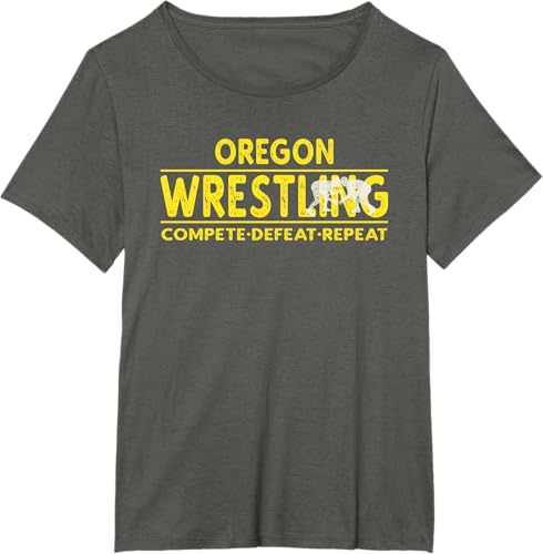 Miniatura 76 de Oregon Wrestling - Compete, Defeat, Repeat T-Shirt Negro,Azul Marino,Asfalto,Blanco,Azul Pastel,Arándano,Rojo,Verde Bosque,Verde Kelly,Verde