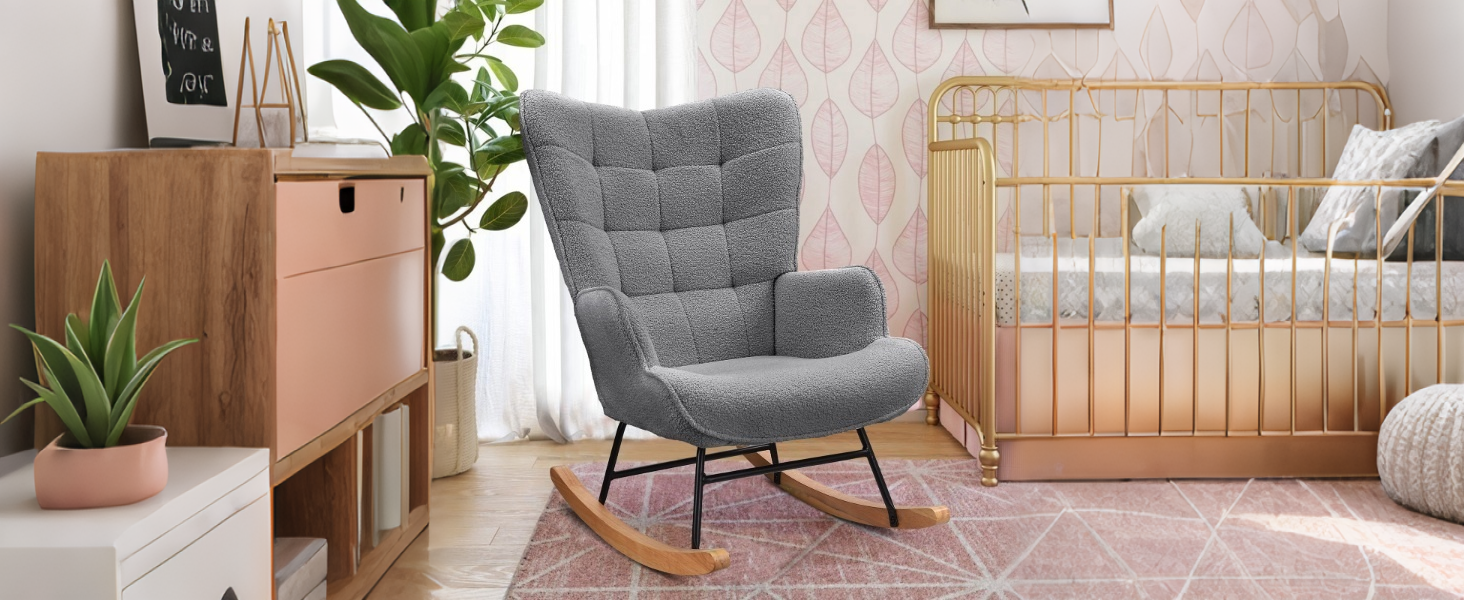 Fauteuil à Bascule Avec Repose-pieds - Chaise D'allaitement Inclinable Rembourrée, Moderne