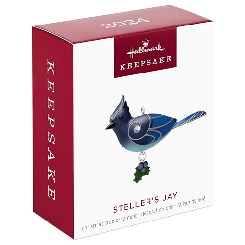 Hallmark Keepsake 0.78" Miniature Christmas Ornament 2024, Mini Steller's Jay, Gift for Her
