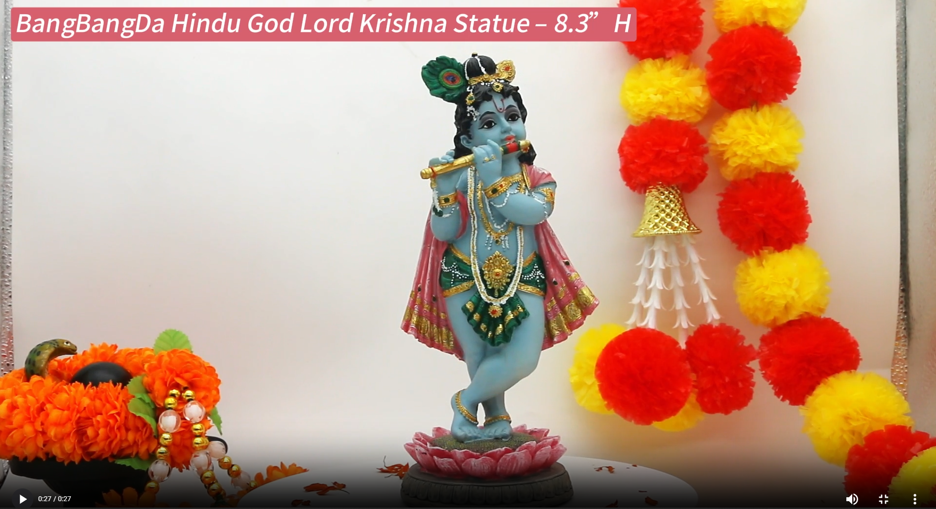 Estatua de Lord Krishna Hindú de 8.3 pulgadas miniatura 7