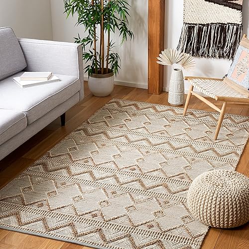 SAFAVIEH Natura Collection - Alfombra de área de 5 x 8 pies, natural y marfil, lana y yute hechos a mano, ideal para zonas de alto tráfico en sala
