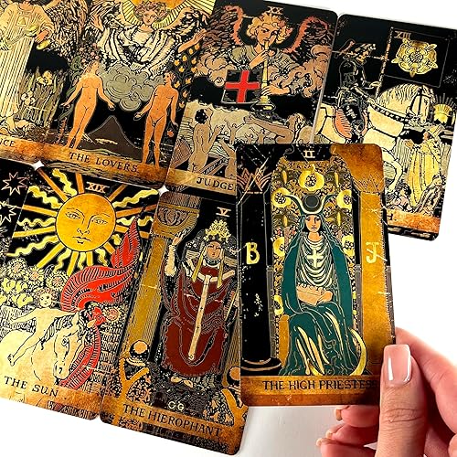 Miniatura 5 de CRAFTERIAN Tarot Tarot, baraja de 78 cartas, tarot original para principiantes y expertos con libro guía, bolsa de regalo y caja, juego de