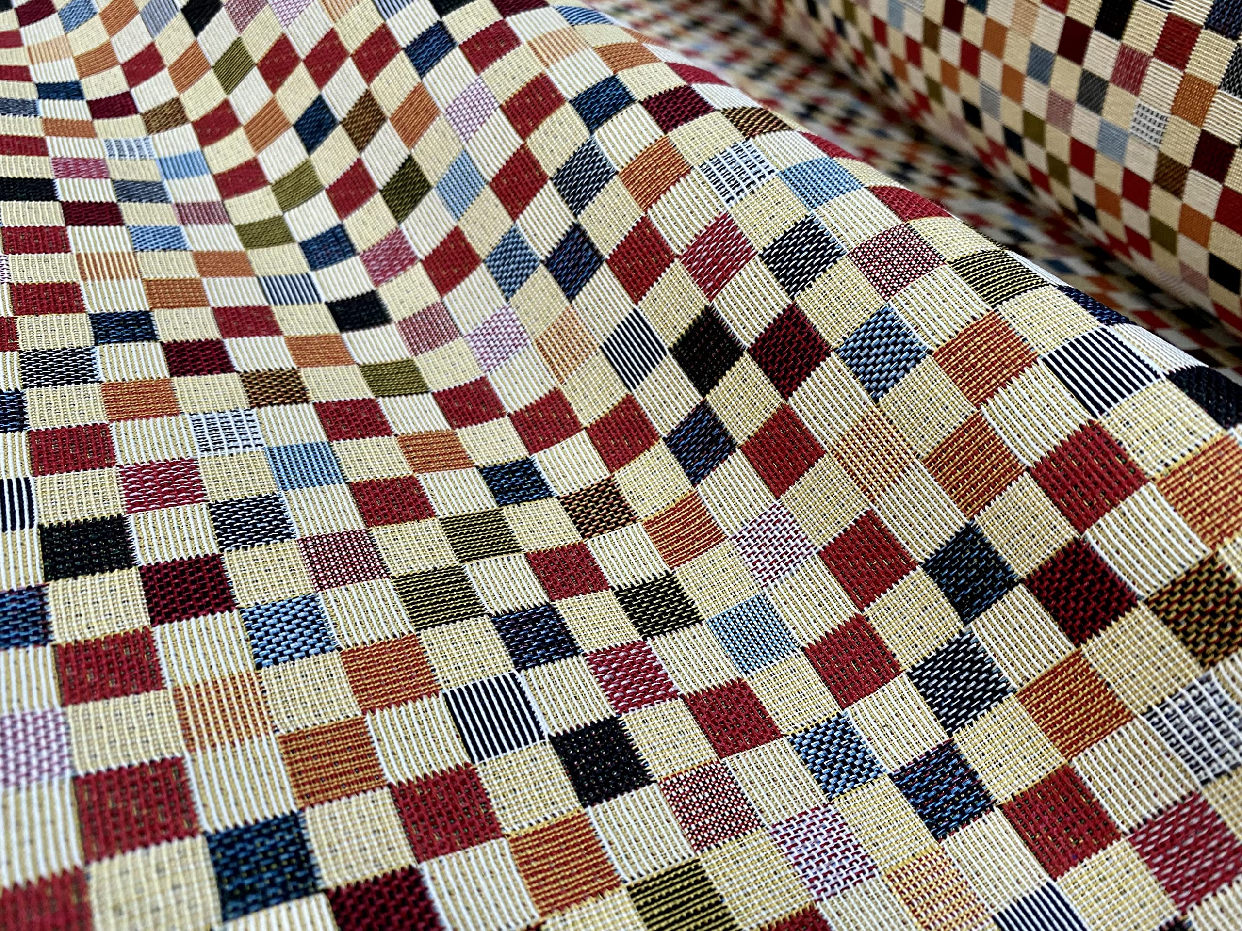 Gobelin Woven Collection Fabric Home Decor Tapestry Material for Curtains, Upholstery - 140cm Wide - Multicolour (Sold by The Metre) (Small Squares)