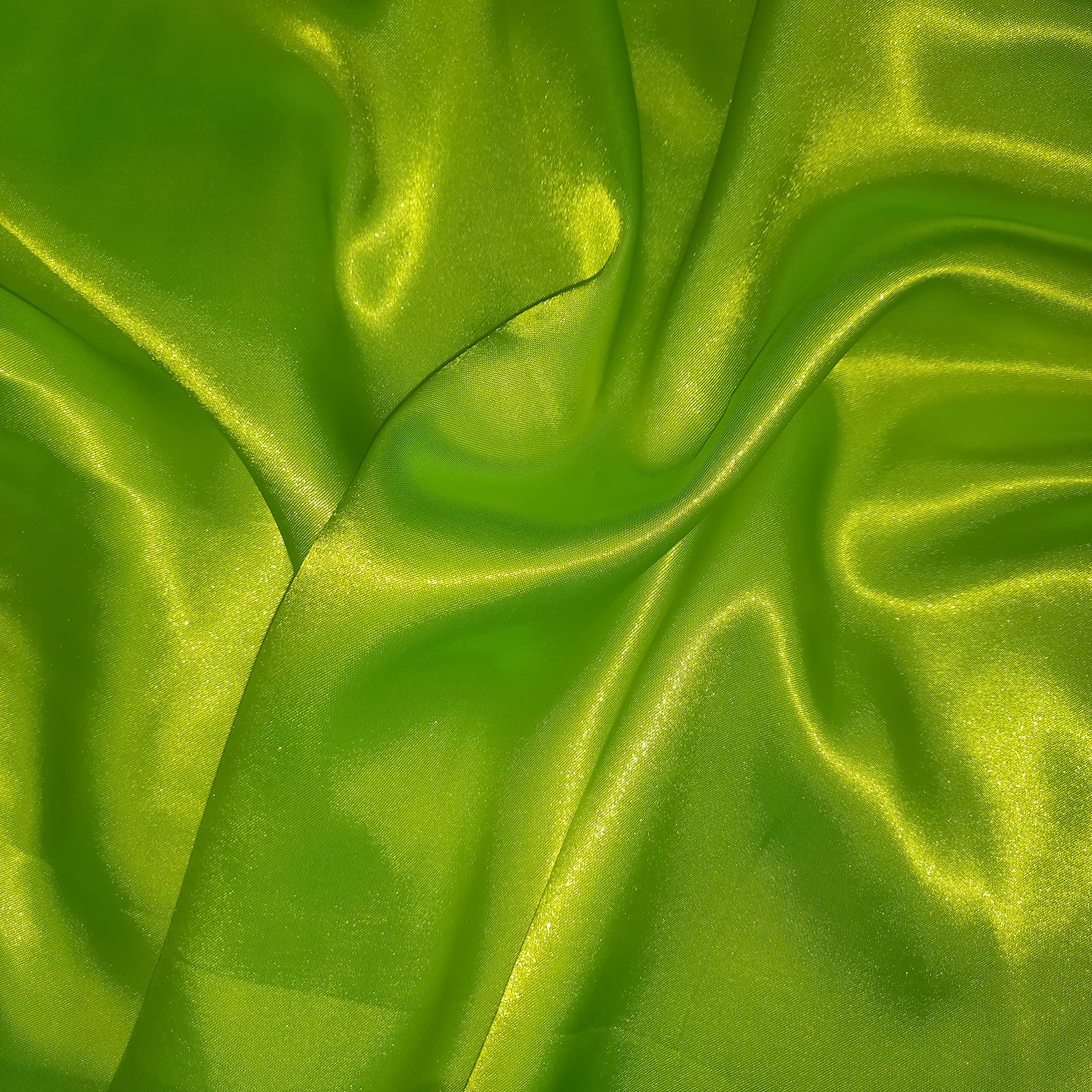 Silky Bridal Satin Fabric Material - Fluorescent Yellow, 5Mtr 500cm x 150cm