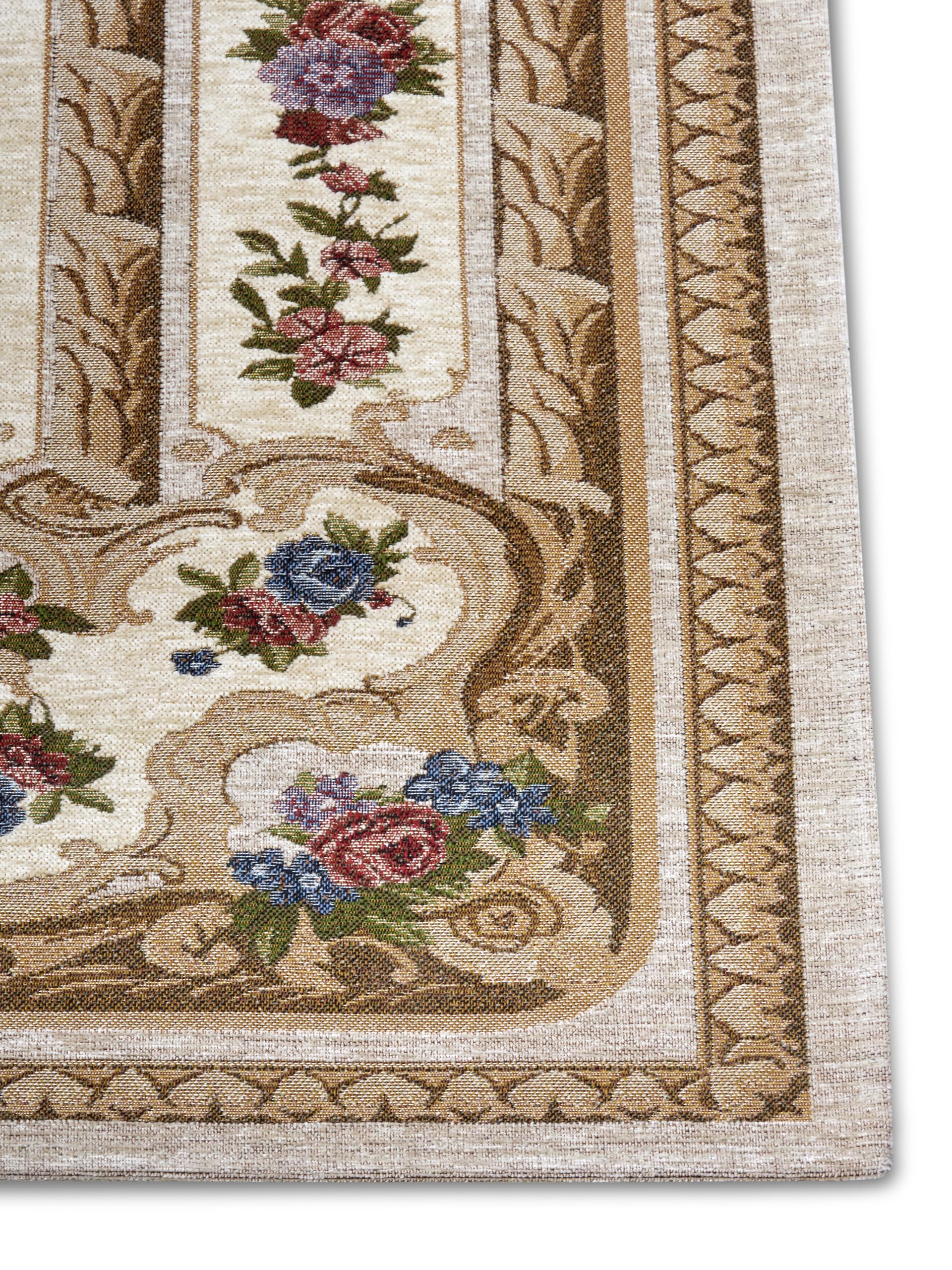 Hanse Home Hafsa Design Tapis Oriental tissé à Plat Motif Fleurs orientales, Dessous antidérapant, tissé de qualité supérieure, pour Salon, Chambre à Coucher, Salle à Manger, Couloir, crème,