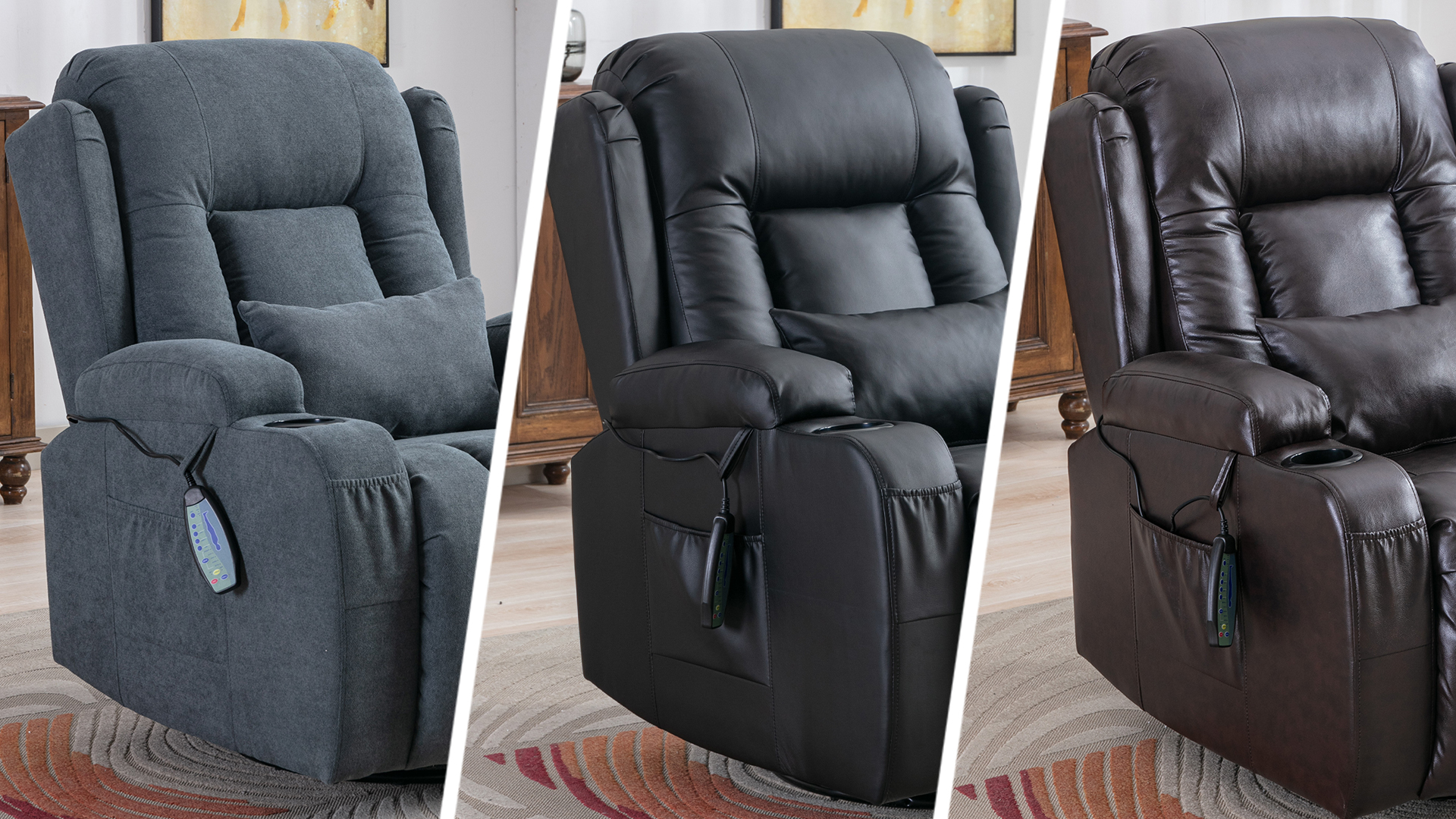 Sillón reclinable giratorio marrón con luz LED miniatura 7