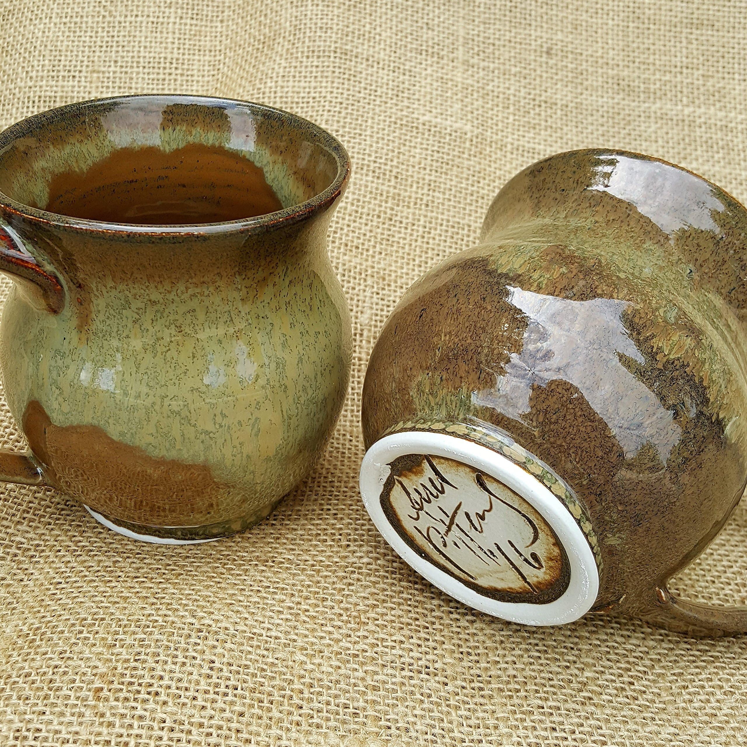 Set of 2 12 oz pottery mugs, stoneware