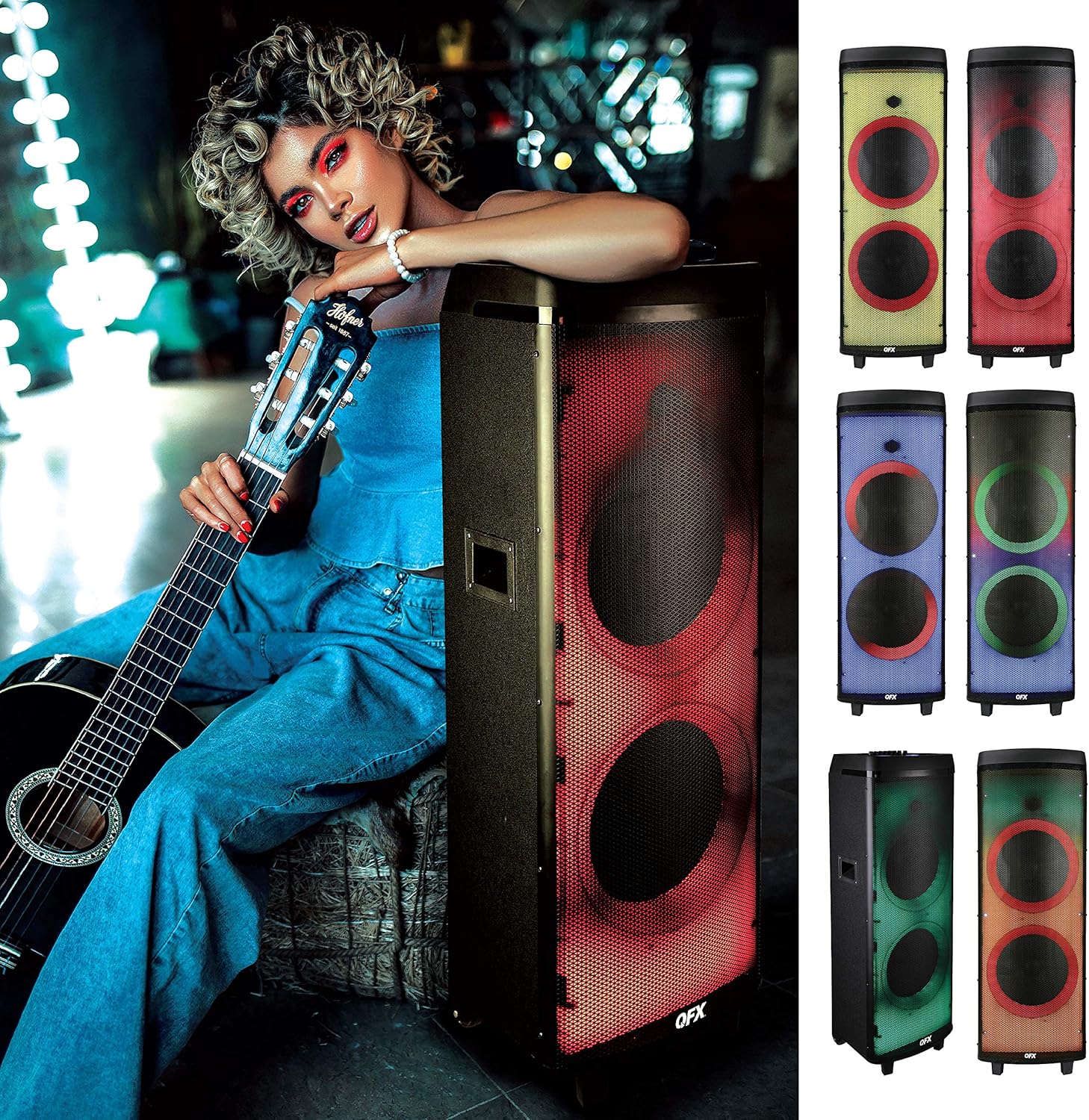 Buy QFX LCS120 Dual 12 Bluetooth Speaker with Liquid Crystal Light