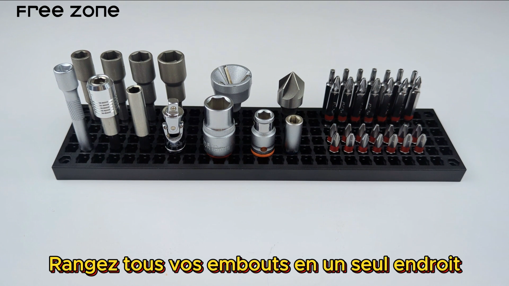 FREE ZONE Organisateur Embouts 158 Trous Rouge - Rangement Outils Hexagonaux 1/4 Pouce