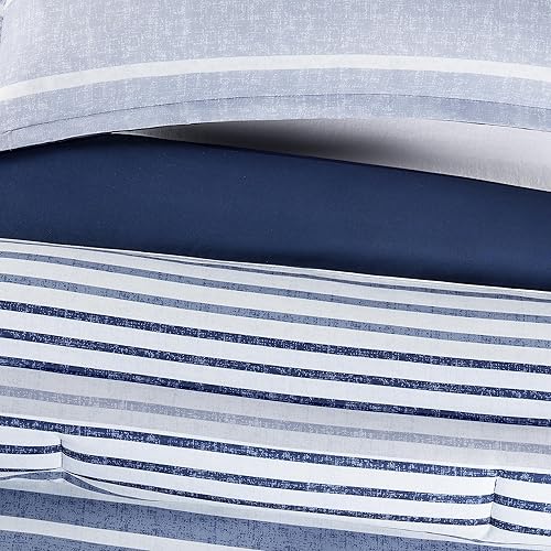 Miniatura 5 de Serta Simply Clean Conrad - Juego de edredón suave y moderno con textura a rayas de 3 piezas con funda de almohada para todas las estaciones,