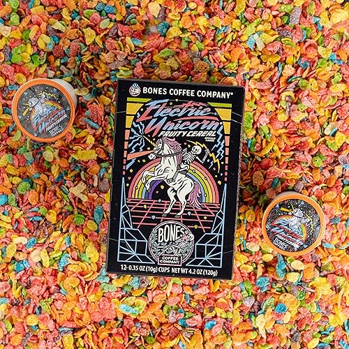 Miniatura 3 de Bones Coffee Company - Cápsulas de café con sabor a Electric Unicorn Fruity Cereal, 12 cápsulas de café de una sola porción, compatibles con