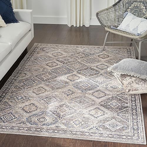 Miniatura 1 de Alfombra bohemia lavable a máquina, serie 1, de 5.3 x 7.3 pies, fácil de limpiar, no se desprende, para dormitorio, sala de estar, comedor, cocina