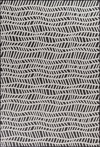 Miniatura 4 de Alfombra de onda geográfica para interiores y exteriores (8'x10', negro)