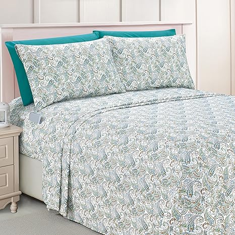 Elegant Comfort Luxury Soft Bed Sheets Paisley Pattern - 1500 Premium Hotel Quality Microfiber Softness Wrinkle and Fade Resistant (4-Piece) Bedding Set, Twin/Twin XL, Paisley Teal