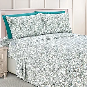 Elegant Comfort Luxury Soft Bed Sheets Paisley Pattern - 1500 Premium Hotel Quality Microfiber Softness Wrinkle and Fade Resistant (4-Piece) Bedding Set, Twin/Twin XL, Paisley Teal