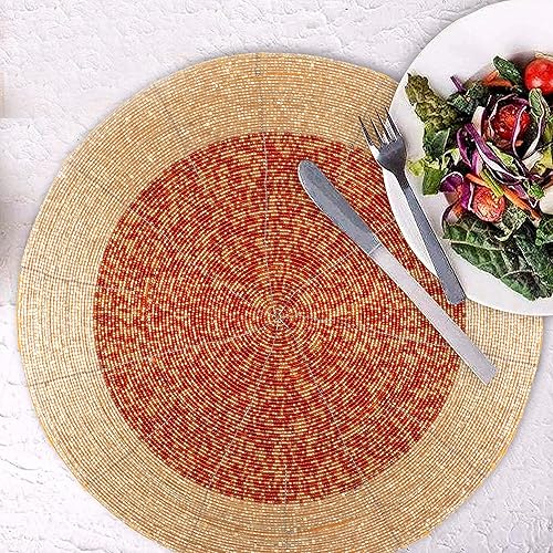 Miniatura 5 de Light & Pro Manteles individuales con cuentas para mesa de comedor, rústicos y rústicos hechos a mano, con purpurina, para Navidad, Pascua, Año