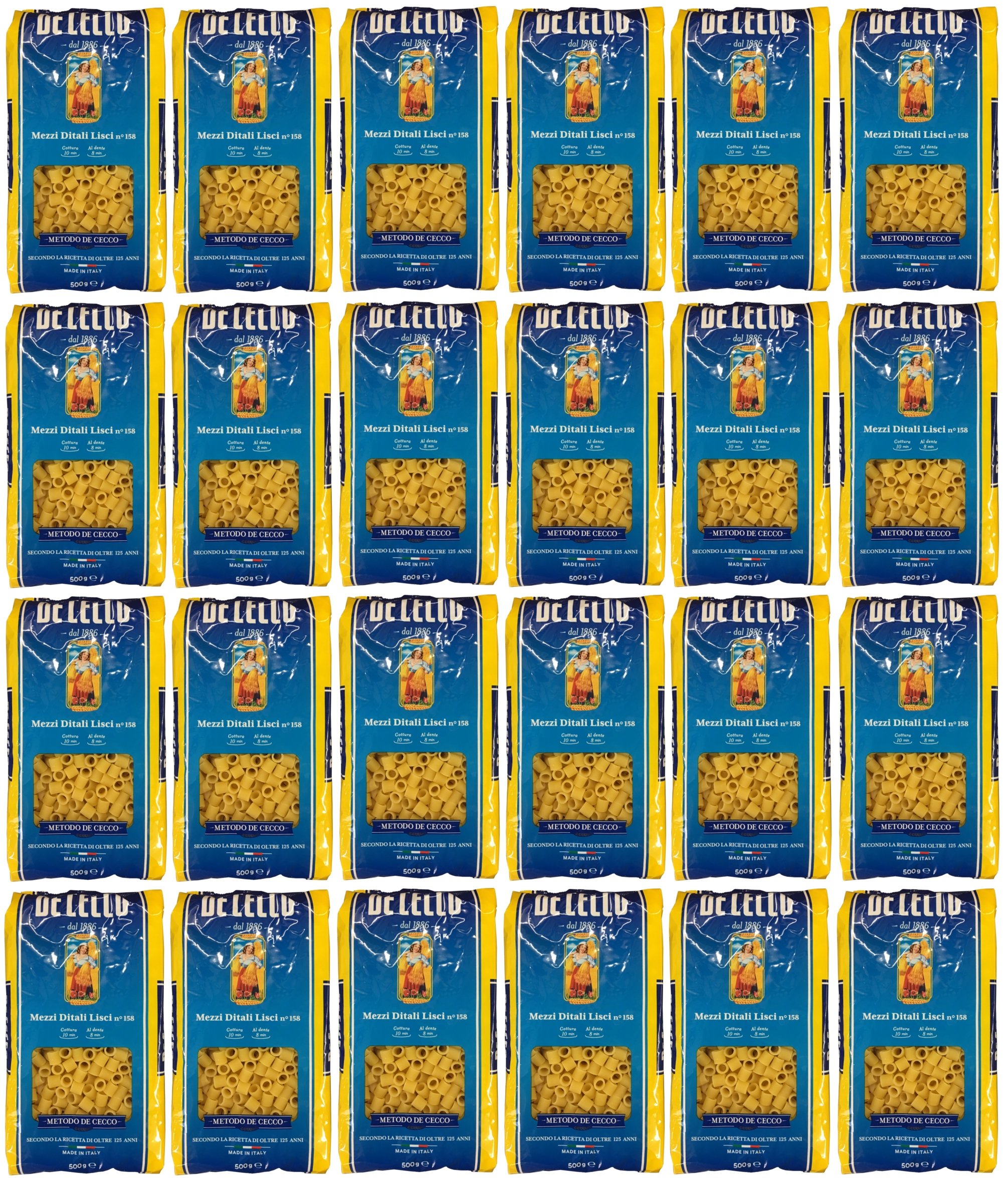 De Cecco Pasta Mezzi Ditali Lisci N°158 (24 x 500 g)