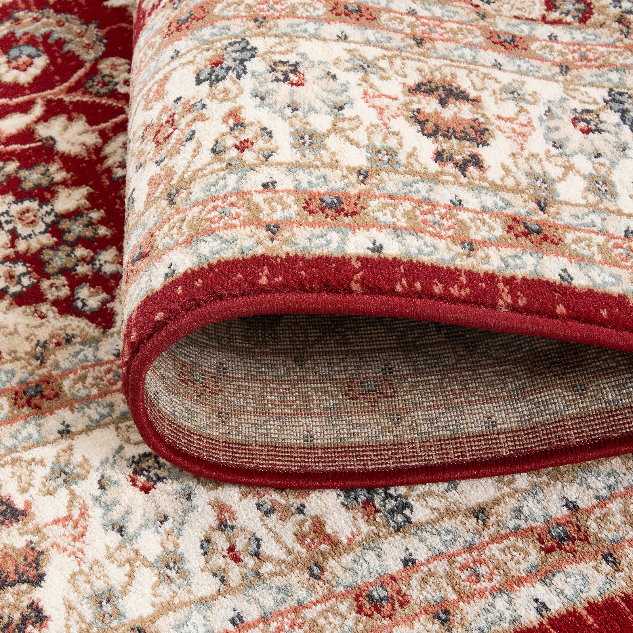 Carpeto Tapis Couloir 80x150cm Rouge Classique Traditionnel Doux Décoratif | Tapis pour Entrée Cuisine Bureau Salon Chambre Salle à Manger Anti-Allergène Chauffage au Sol Facile D'entretien Synthétique