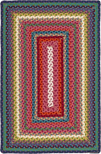 Miniatura 2 de SAFAVIEH Colección Alfombra trenzada para exteriores, 2 x 3 pies, multicolor, hecha a mano y reversible, no desprende pelusa y fácil de limpiar,