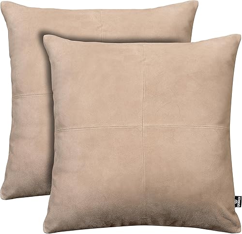 Miniatura 1 de Funda de almohada de piel de cordero  Funda decorativa para cojín de sofá  Fundas para sala de estar y dormitorio, 14 x 14 pulgadas  Beige