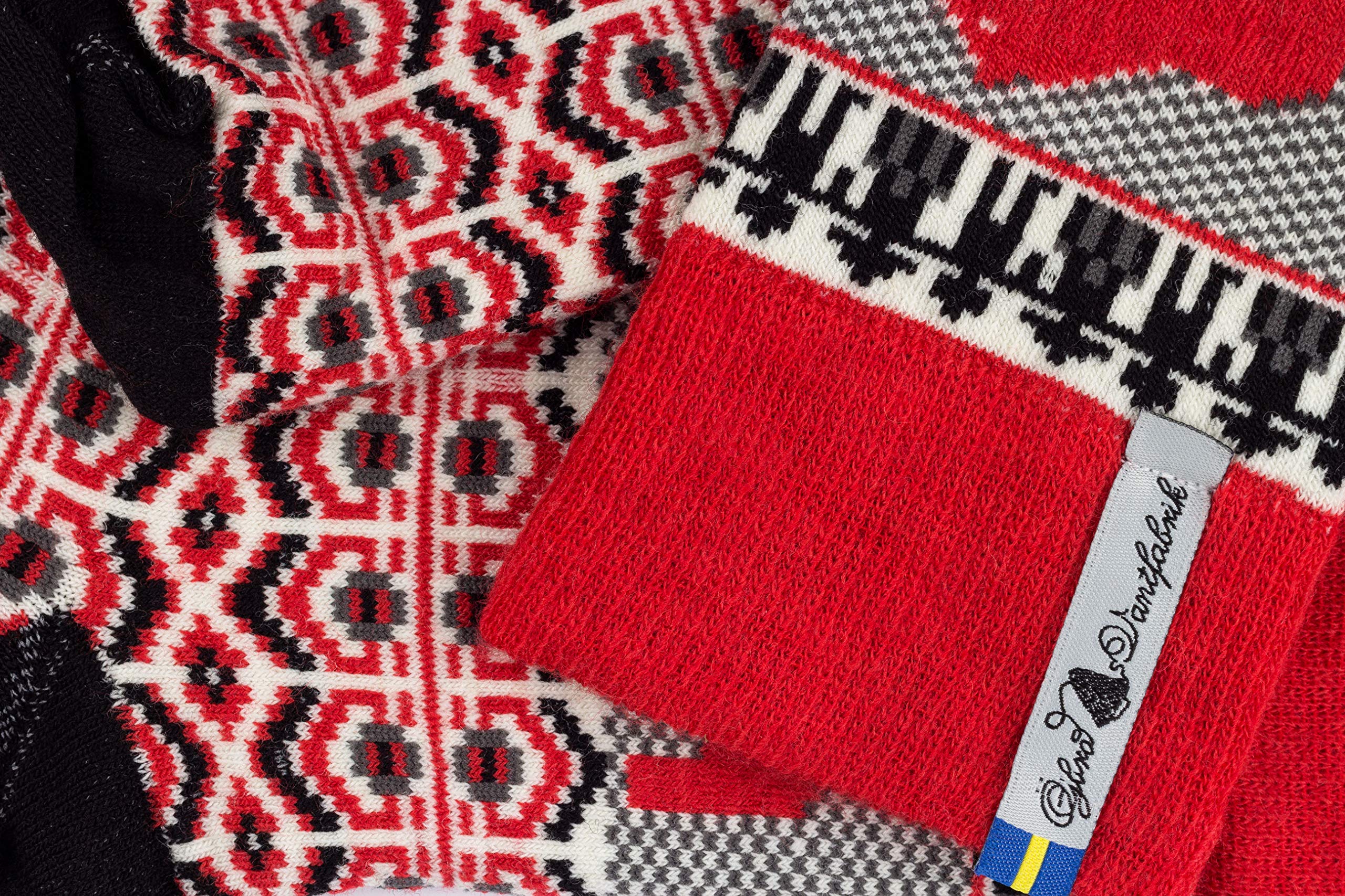 ÖJBRO VANTFABRIK – Merinowollsocken, 2 Paar, Größen 34–37 (S), 38–41 (M), 42–45 (L), 46–49 (XL), Crew Socken, unisex, leicht, warm & weich, folkloristisches nordisches Design