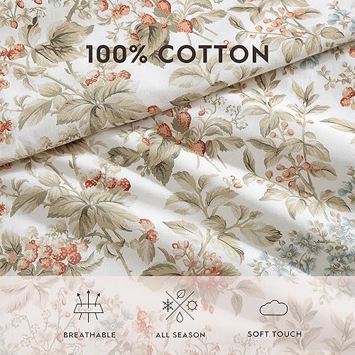 Miniatura 5 de Laura Ashley - Juego de edredón tamaño Queen, ropa de cama reversible de algodón con fundas a juego, decoración floral para el hogar con reverso a