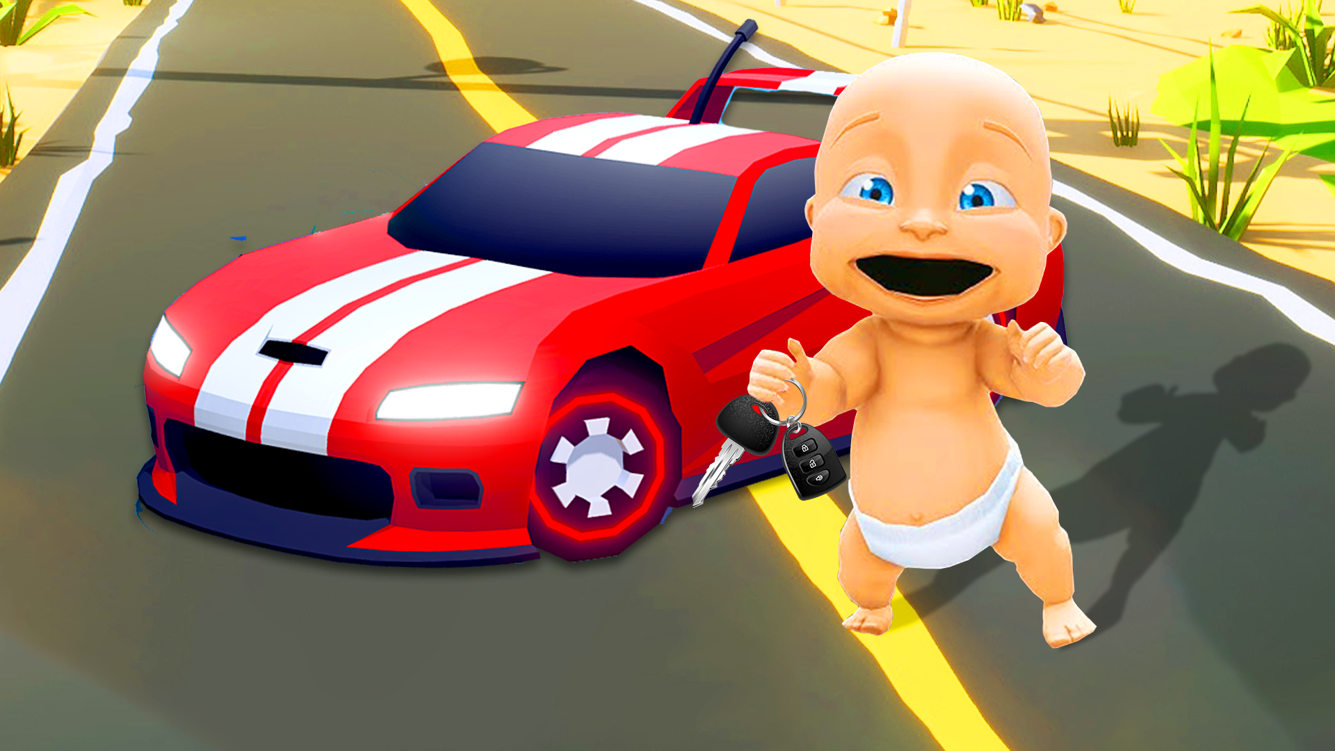 Naugty Baby Crazy Car Driving Challenge