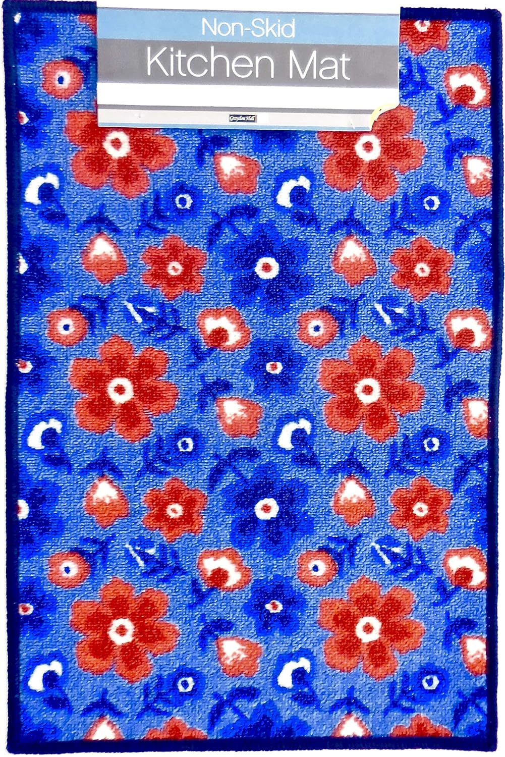 Floral Kitchen Mat,Blue/Red Flowers,NonSkid,16" x 24" Amazon.in
